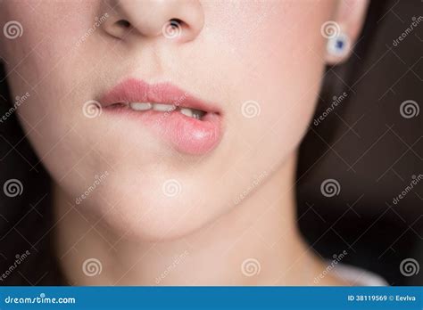 Girl Bites Her Lips Stock Image Image Of Kiss Glamor 38119569