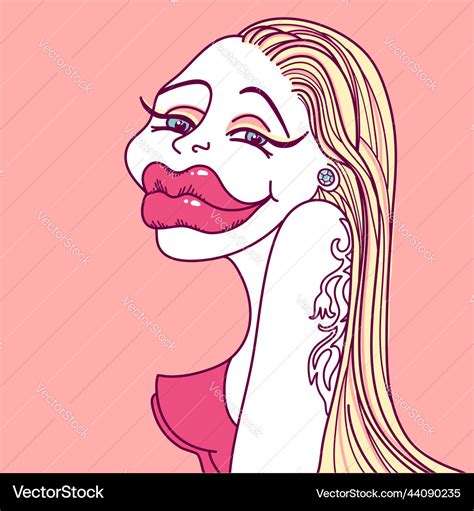 Stylish Woman Portrait With Long Blonde Hair Vector Image