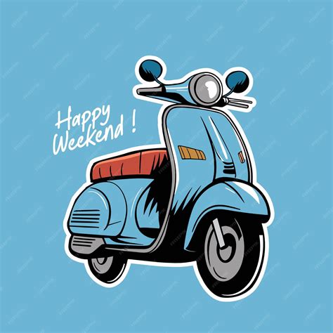 Blue Vespa Illustration Design Premium Ai Generated Vector