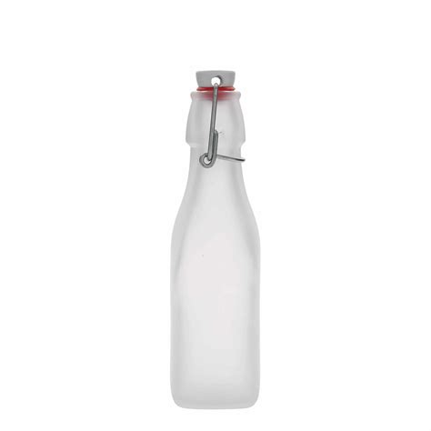 Bouteille en verre 250 ml Swing carrée blanche bouchage bouchon