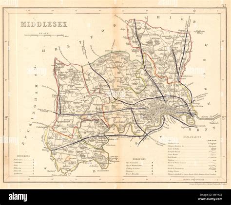 middlesex england map  res stock photography  images alamy