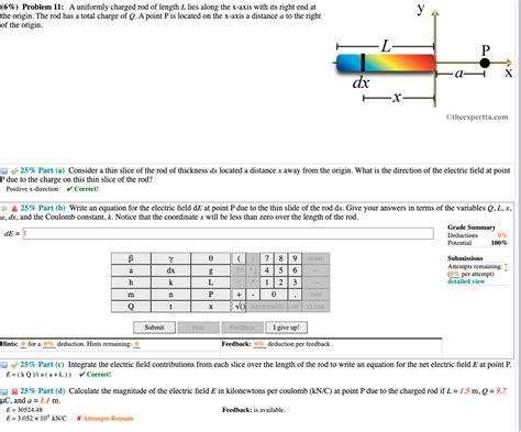 Solved 6 Problem 11 A Uniformly Charged Rod Of Length L Chegg