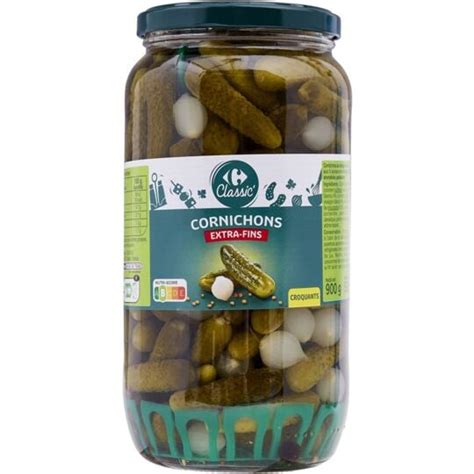 Cornichons extra fins CARREFOUR CLASSIC le bocal de 530g net égoutté