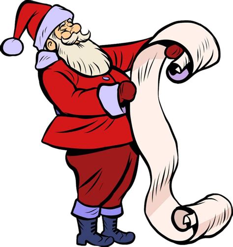 Santa Claus Read List Christmas New Year Vector Image Png Christmas