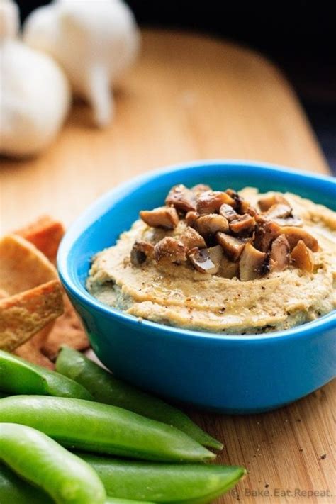 Roasted Garlic And Mushroom Hummus Bake Eat Repeat