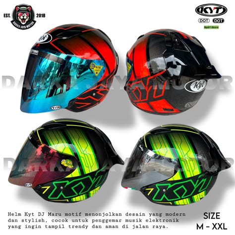 Jual Helm Kyt Dj Maru Motif Red Fluo Kyt Half Face Green Flou