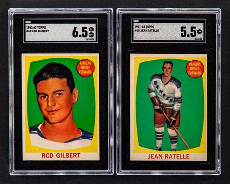 Lot Detail 1961 62 Topps Hockey Card 62 HOFer Rod Gilbert Rookie