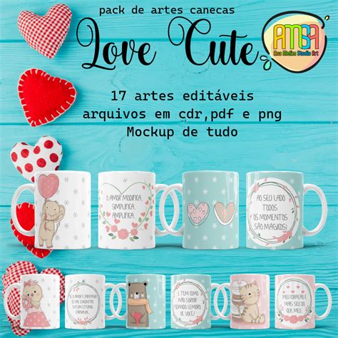 Estampas Love Cute Canecas Namorados Ana Melim Studio Art