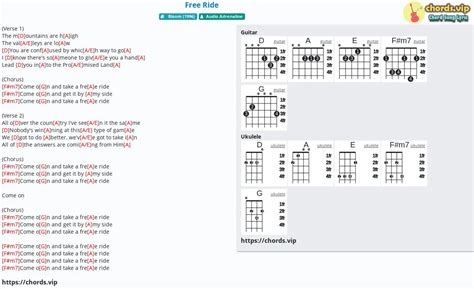 Chord: Free Ride - tab, song lyric, sheet, guitar, ukulele | chords.vip