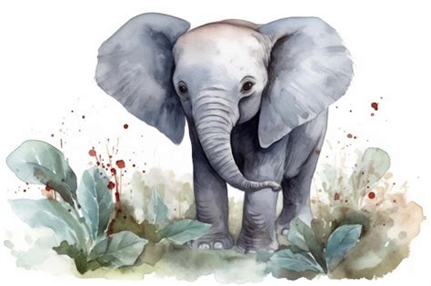 Premium AI Image | A watercolor painting of a baby elephant