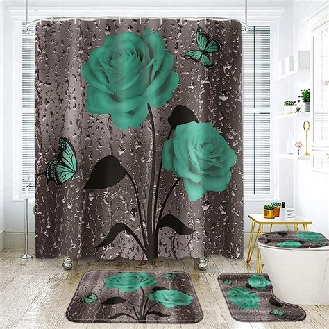 Newsuyaa Piece Shower Curtain With Bath Rugs Bathroom Sets Rustic