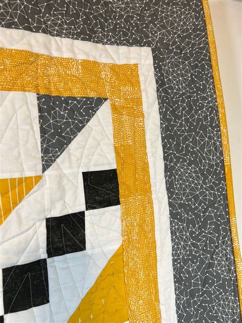 Handmade Quilt Modern Black And Gold Quilt Etsy