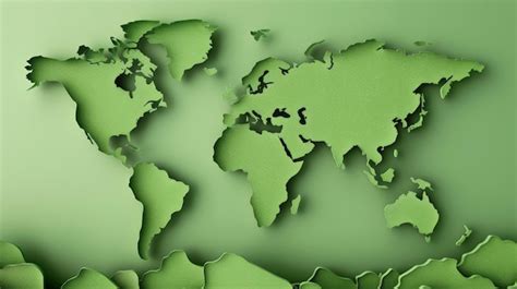 Premium Photo Green Paper Cutout World Map For Earth Day Concept