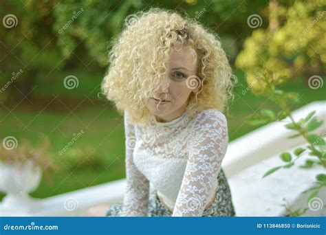 Blonde Women With Curly Stock Photo Image Of Colored 113846850