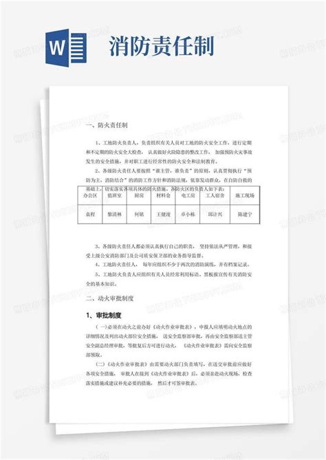 消防责任制Word模板下载 编号lxdmgrww 熊猫办公