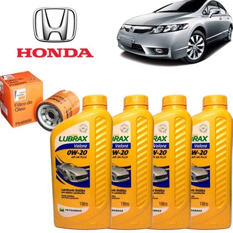 Kit Troca De Oleo Honda Civic 1 8 2 0 Flex Lubrax Outros Automotivo