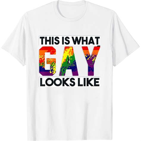 Womens Mens This Is What A Gay Looks Like Csd Lgbt Rainbow Flag Tee Gift T Shirt White Large