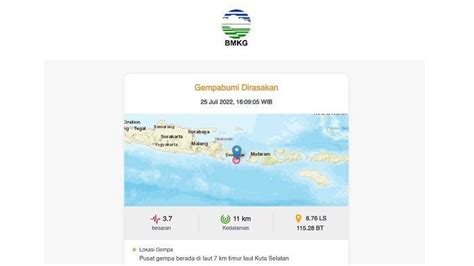 Gempa Terkini Magnitudo 37 Guncang Bali Sore Ini Bmkg Waspada Gempa