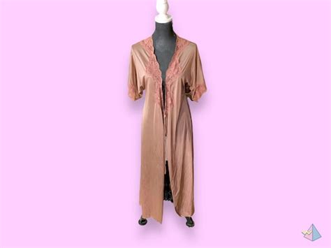 Vintage Silky Satin Long Lace Lingerie Night Gown Rob Gem