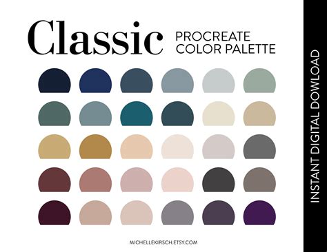 CLASSIC Procreate Color Palette | 30 Classic + Elegant Colors | Made ...