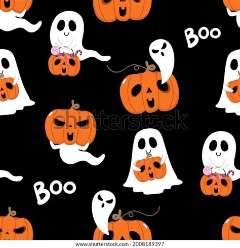 Happy Halloween Wallpaper Cute Spooky Ghosts Stock Vector (Royalty Free ...