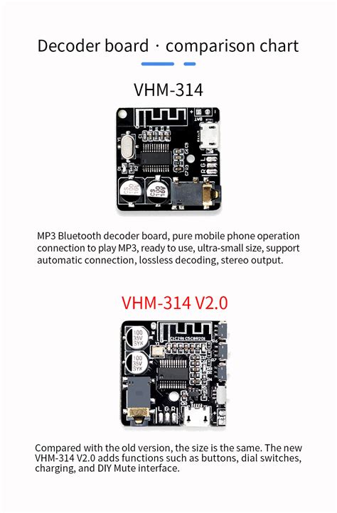 New VHM-314 V.20 MP3 bluetooth Audio Receiving and Decoding Board 5.0 ...