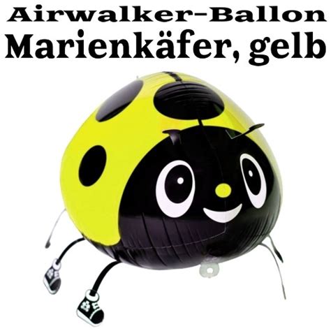 Marienkäfer gelb Airwalker Luftballon aus Folie ohne Helium