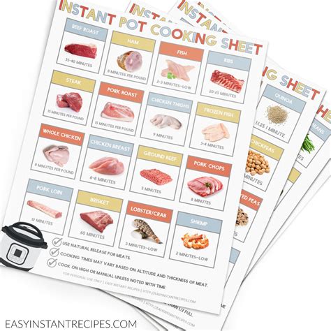 Free Printable Instant Pot Cheat Sheet Free Printable