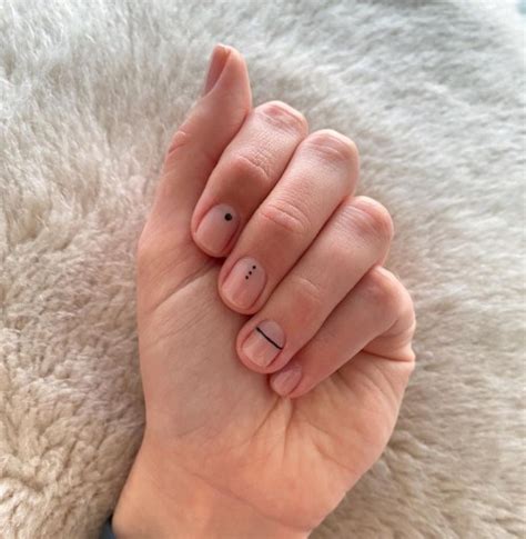 Minimalist Abstract Nail Art For Short Nails Easy Minimalist Nude Nails