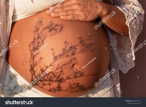 Naked Belly Pregnant Woman Shadow Plant Stock Photo 1829202515 Shutterstock