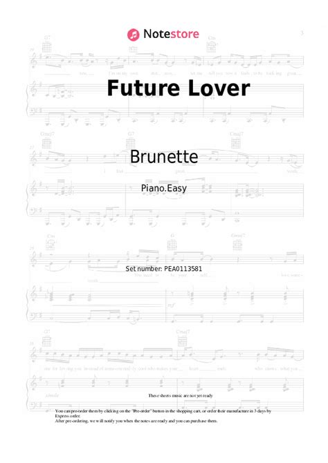 Future Lover Piano Sheet Music Easy Brunette In Note Store Piano Easy SKU PEA0113581
