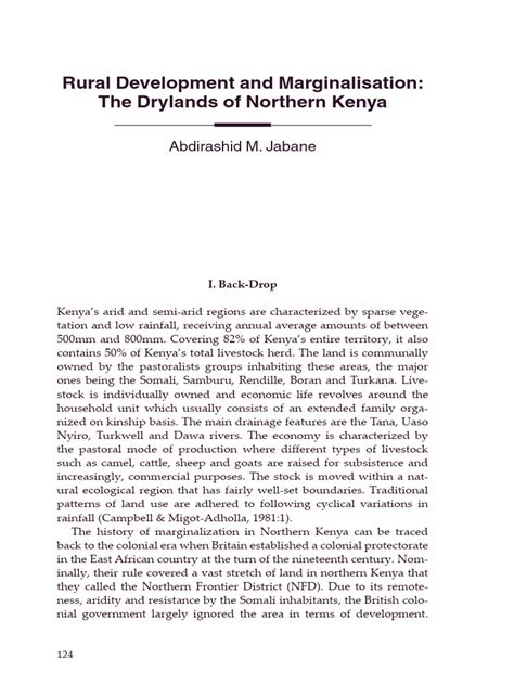 Rural Development and Marginalisation - The Drylands of Northern Kenya