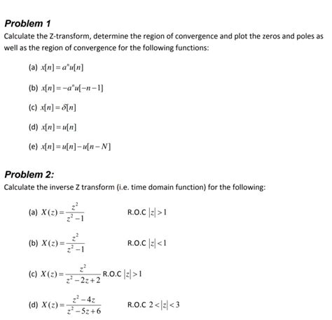 Solved Problem 1 Calculate The Z Transform Determine The