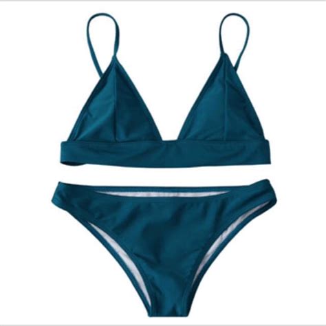 Available PEACOCK BLUE TRIANGLE BAND BIKINI Women S Fashion Swimwear Bikinis Swimsuits On