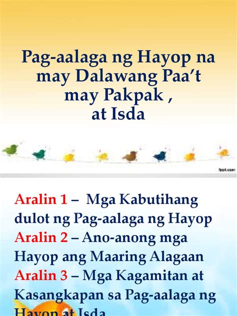 agri  pag aalaga ng hayop na  dalawang paa  pakpak  isda
