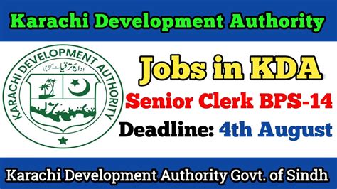 Jobs In Karachi Development Authority Senior Clerk Bps 14 KDA Tutor