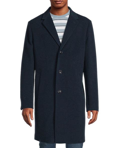 Tommy Hilfiger Addison Wool Blend Single Breasted Coat In Blue For Men