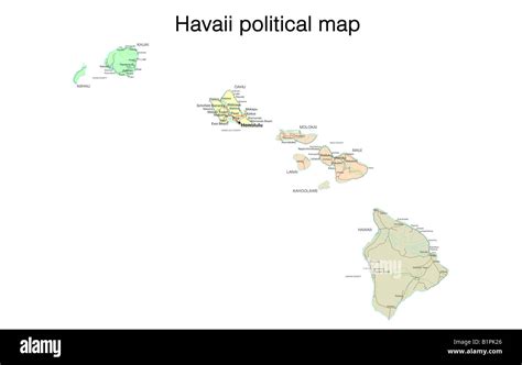 Mapa Pol Tico De Hawaii Fotograf A De Stock Alamy