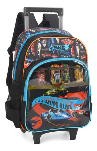 Mochila De Rodinhas Alça Infantil Hot Wheels Azul Luxcel Parcelamento sem juros
