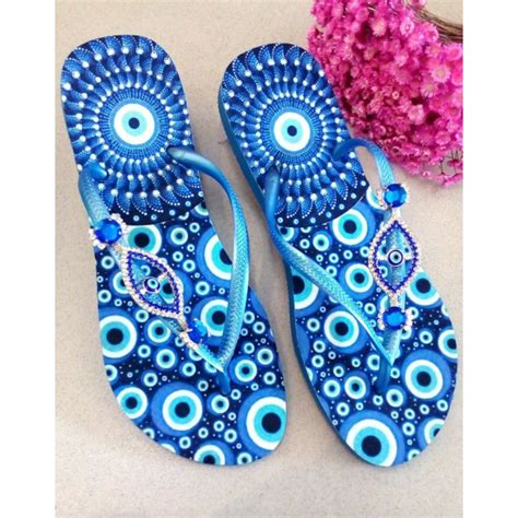 Chinelo Havaianas Decoradas Olho Grego Artesanato Shopee Brasil