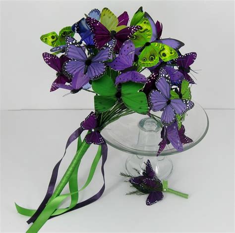 Purple And Green Artificial Butterfly Bridal Bouquet Flickr Photo