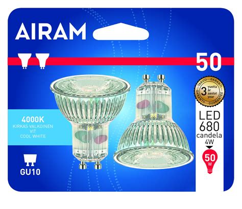 Airam Led Fg Par16 4w 840 Gu10 36d Airam Kohdevalo Led 2 Kpl