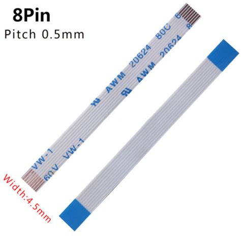 Pitch 0.5mm 8-Pin FFC/FPC Flexible Flat Cable AWM 20624 80C 60V VW-1 ...
