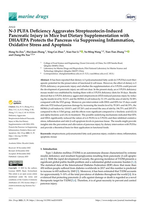 Pdf N Pufa Deficiency Aggravates Streptozotocin Induced Pancreatic