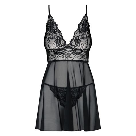 Verführerisches Babydoll aus zarter Spitze und transparentem Mesh Babydolls Club Hot