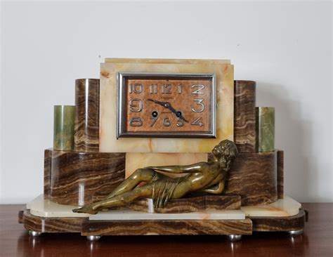 Art Deco Mantel Clock With Bronze Nude S For Sale At Pamono