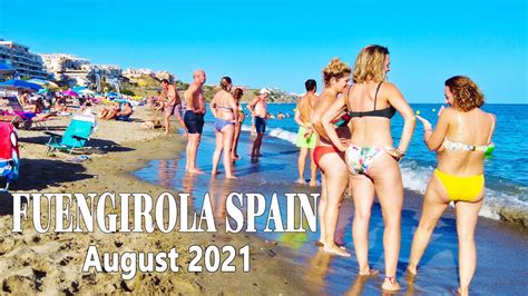 Fuengirola Malaga Spain Summer Beach Walk Costa Del Sol August 2021