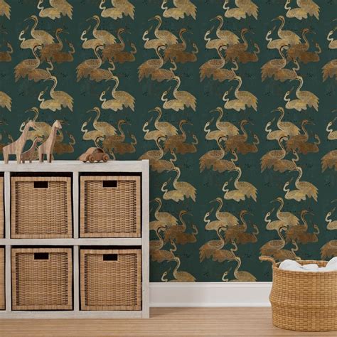 Deco Cranes Sherwin Williams Hunt Wallpaper Spoonflower