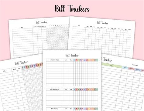 Bill Organizers & Trackers | Free PDF Templates