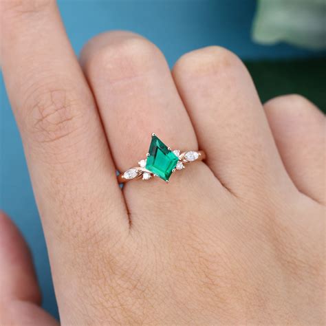 White Gold Bezel Moss Agate Ring Solitaire Simple Engagement Ring